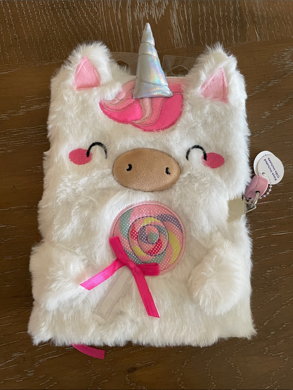 💖 Pick three $15 - Claire’s White Fuzzy Unicorn Journal with lock and keys